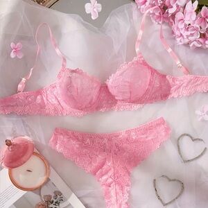 Elegant Pink Lace Lingerie Set